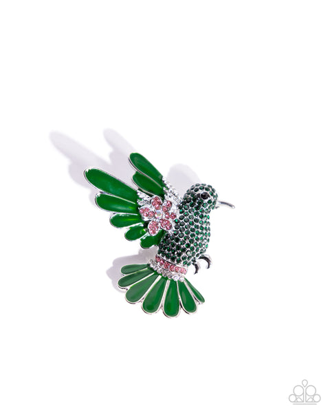 Hummingbird Heirloom Green Broach