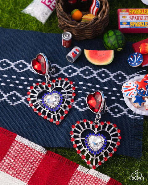 Patriotic Pattern Clip On Earring