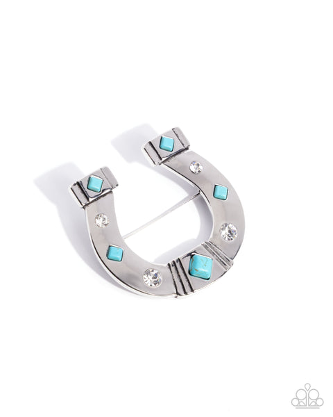 Horseshoe Horizon Blue Brooch
