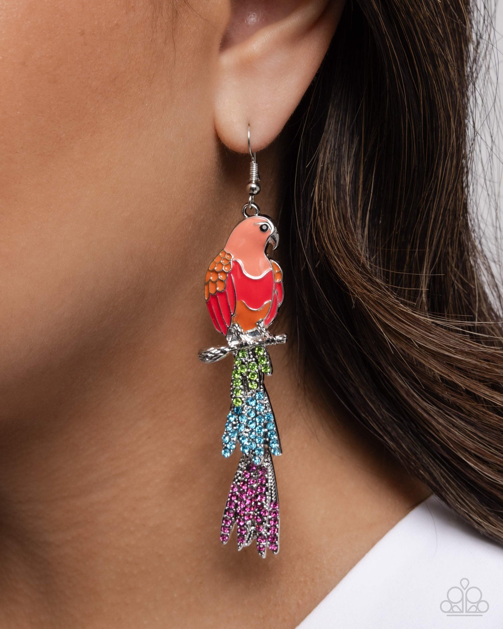 Parrot Pull Orange Earring