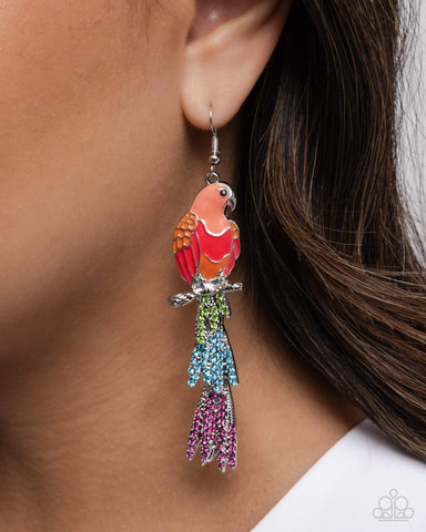 Parrot Pull Orange Earring