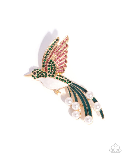 Hummingbird Homage Green Brooch