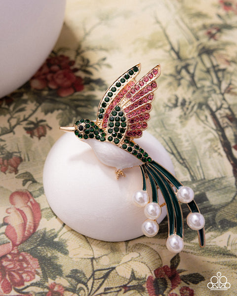 Hummingbird Homage Green Brooch