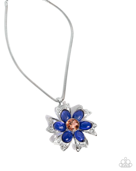 Floral Figurehead Blue Necklace