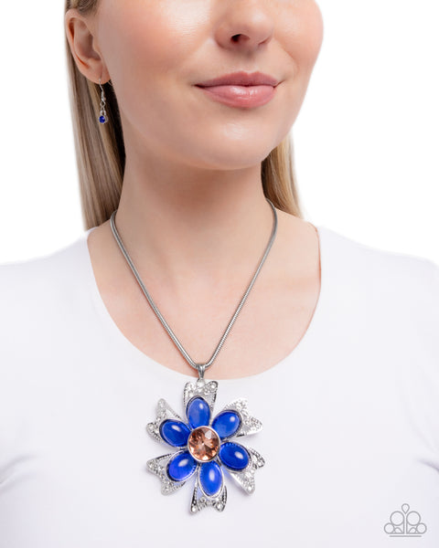 Floral Figurehead Blue Necklace