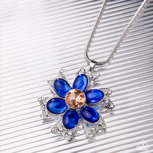 Floral Figurehead Blue Necklace