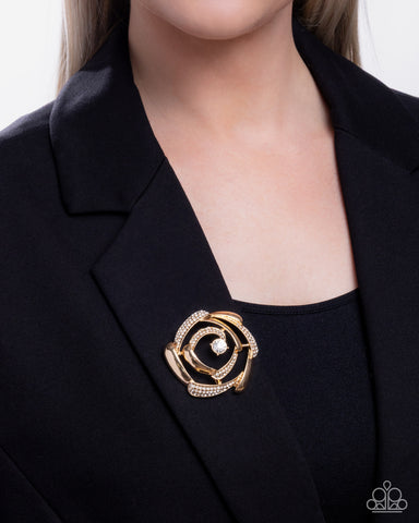 Singing Spirals Gold Brooch
