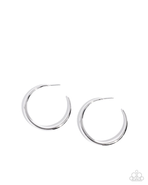 Sleek Selvage Silver Earring