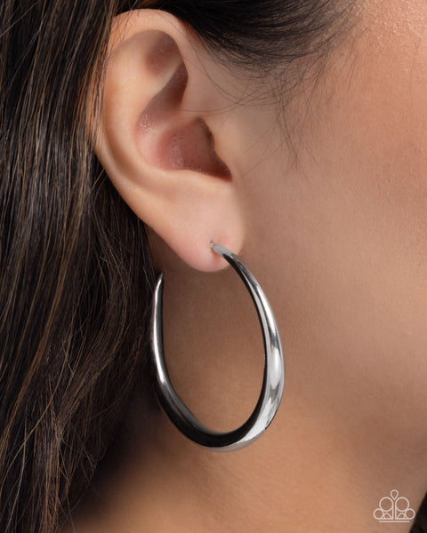 Sleek Selvage Silver Earring