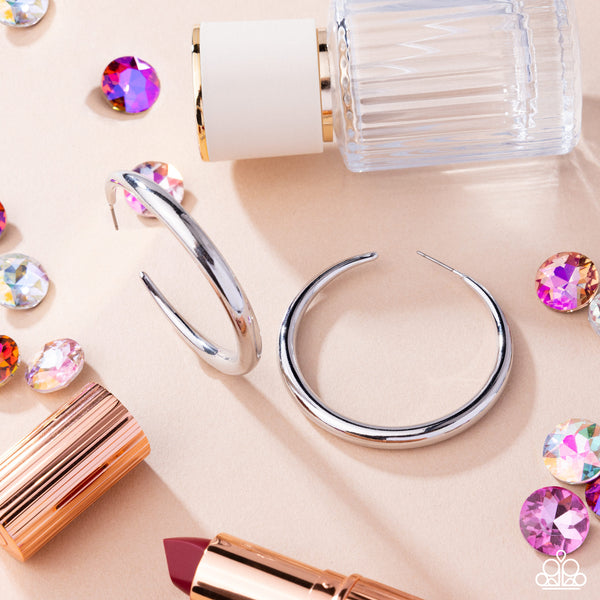 Sleek Selvage Silver Earring