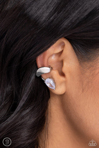 Twisting Teardrop White Ear Cuffs