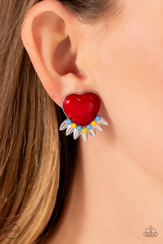 Spring Story - Red Clip On Earrings