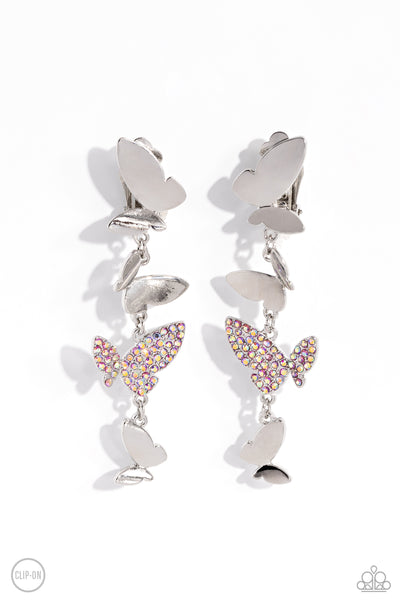 Flying Flashy - Pink Clip On Earrings