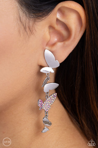 Flying Flashy - Pink Clip On Earrings