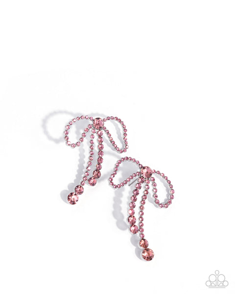 Black Tie Bow Pink Earring
