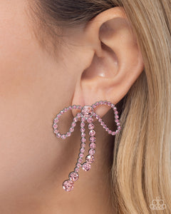 Black Tie Bow Pink Earring