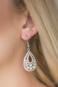 Sparkling Stardom - White Earrings