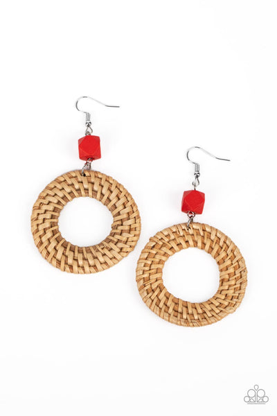 Wildly Wicker - Red - Earring