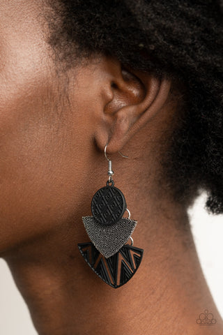 Jurassic Juxtaposition - Black Earrings