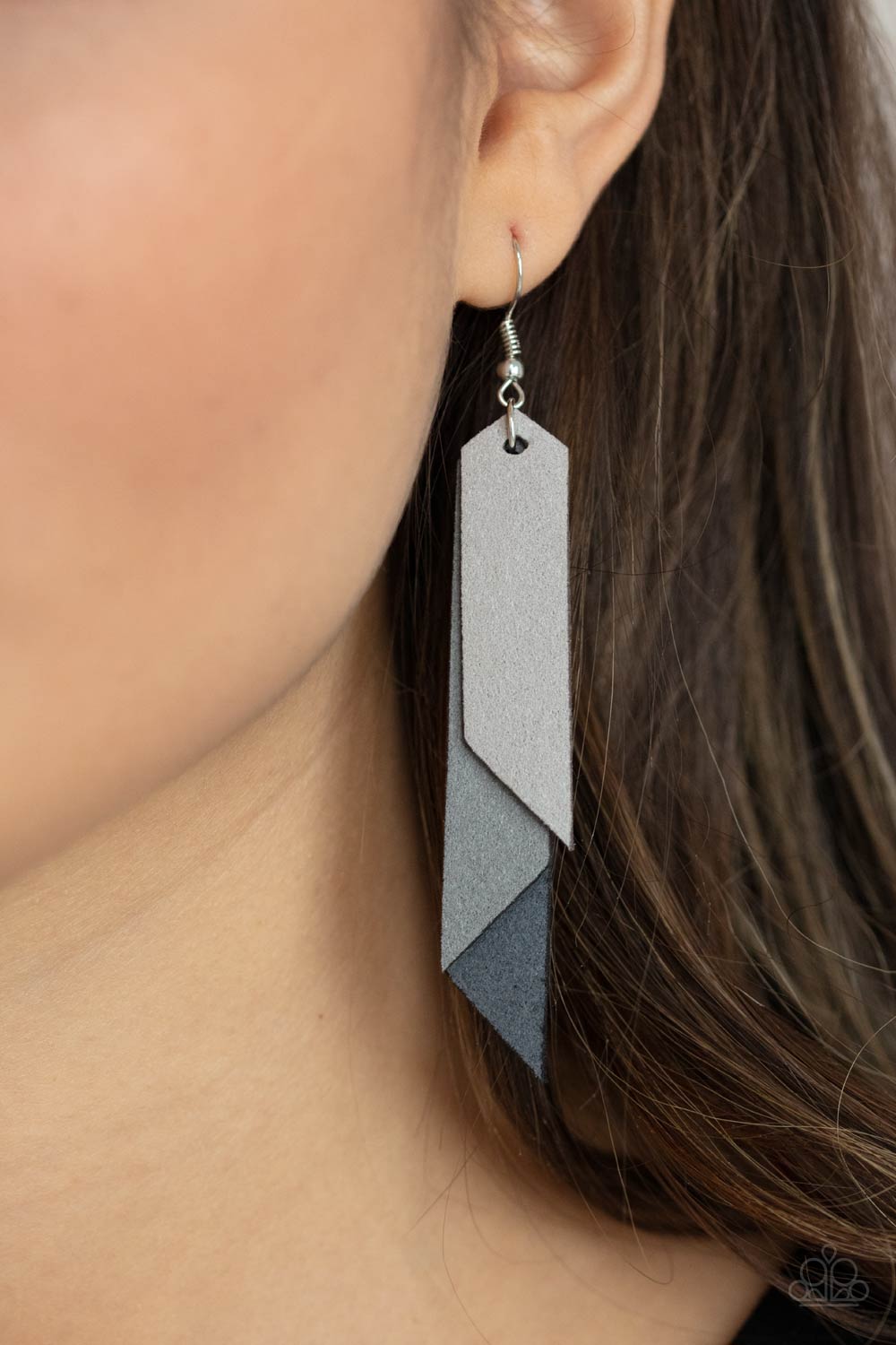 Suede Shade - Silver Earrings