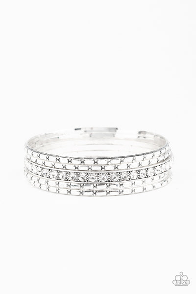 Glitzy Grunge - White Bracelets