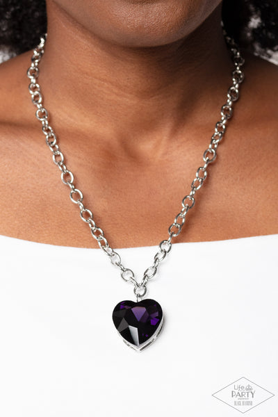 Flirtatiously Flashy - Purple Necklace