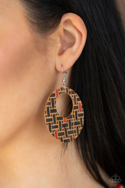 Put A Cork In It - Black Earrings