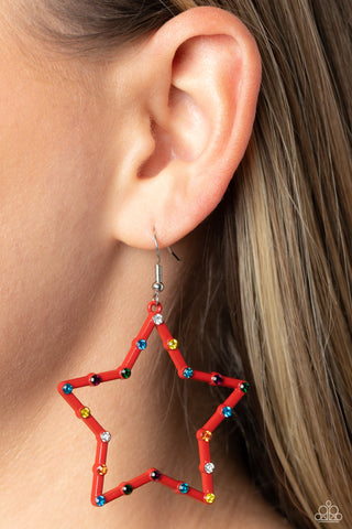 Confetti Craze - Red Earrings