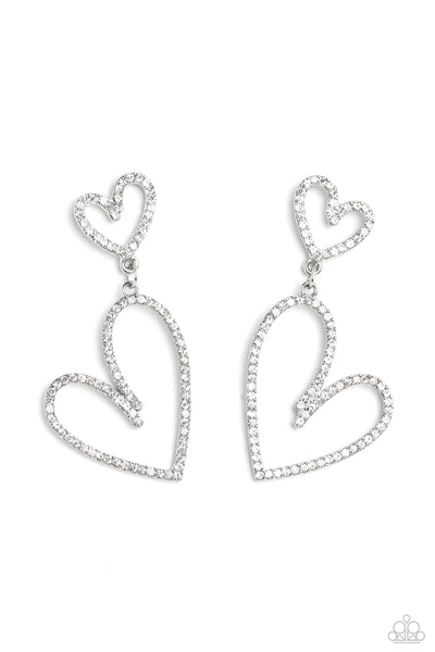 Doting Duo - White Earrings