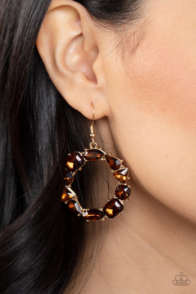 GLOWING in Circles - Brown Earrings