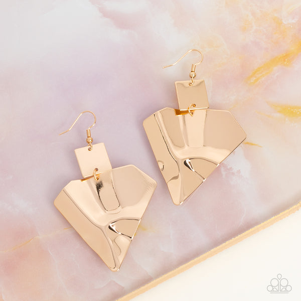 Deceivingly Deco - Gold - Earrings