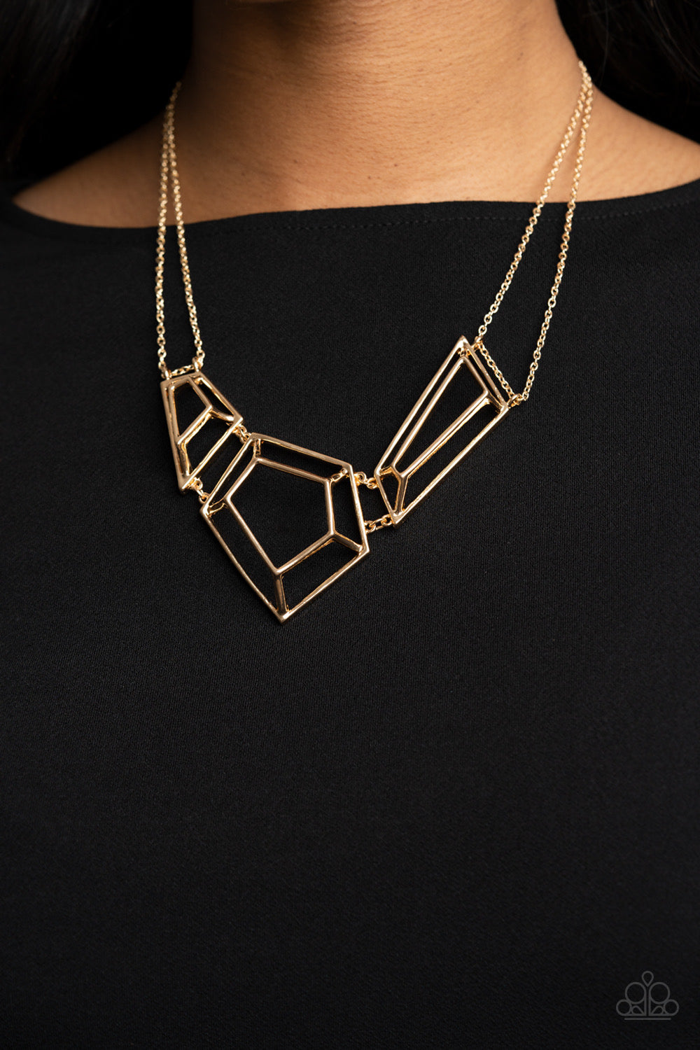 3-D Drama - Gold - Necklace