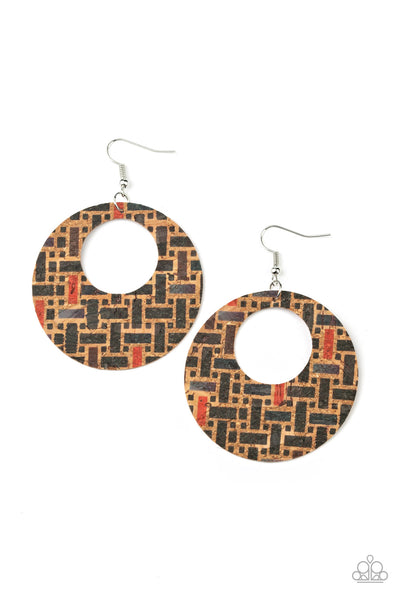 Put A Cork In It - Black Earrings