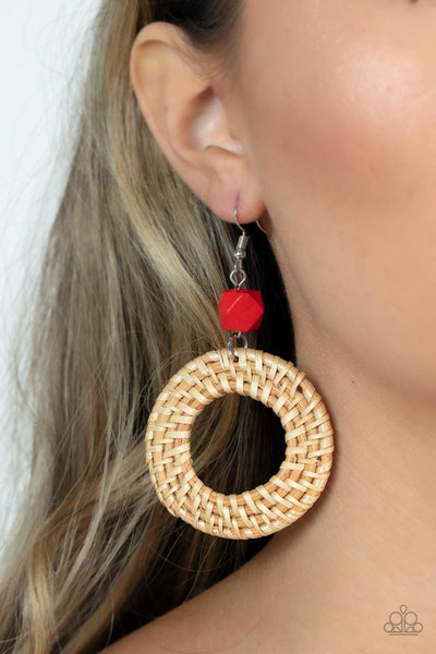 Wildly Wicker - Red - Earring