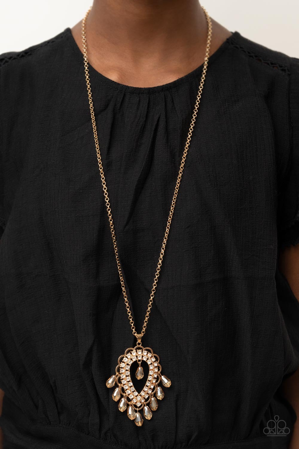 Teasable Teardrops - Gold Necklace